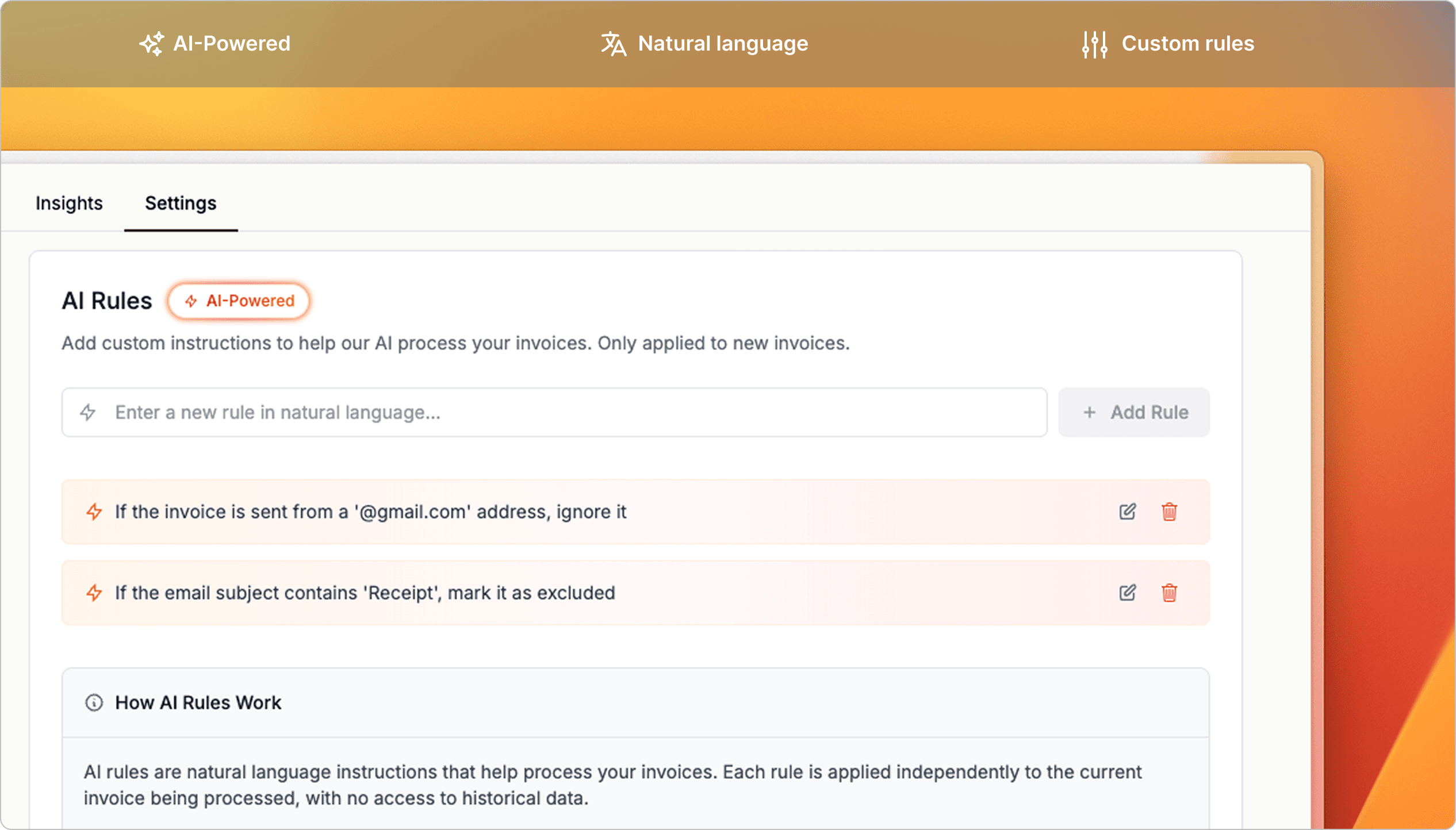 AI Rules configuration on desktop